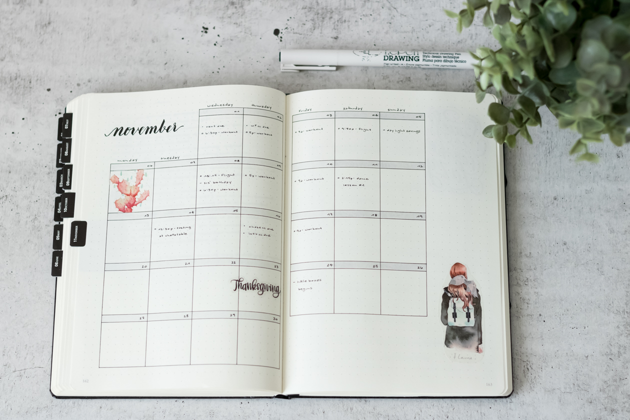 bullet journal supplies monthly layout example