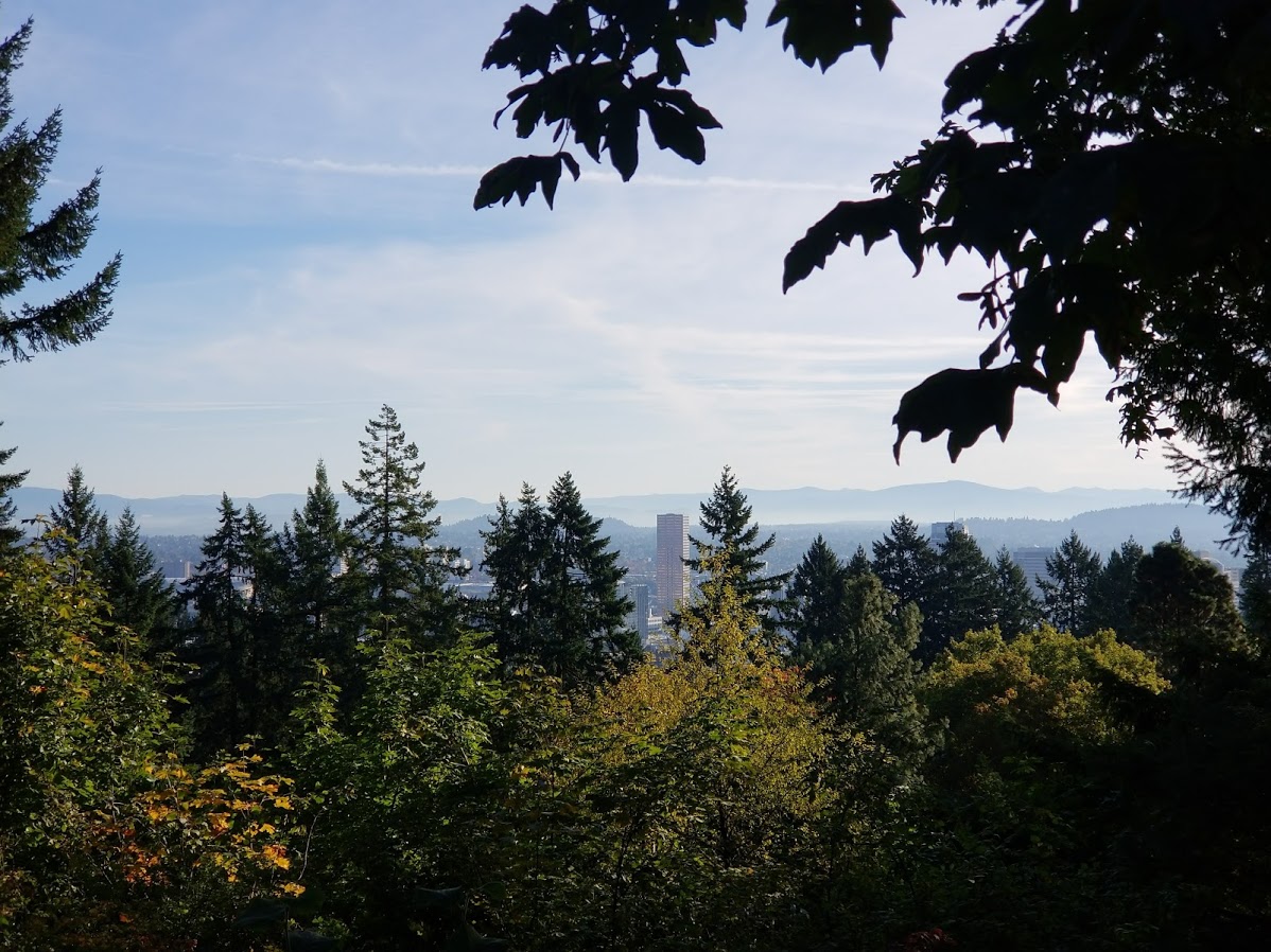 View of Portland from the Portland Japanese Garden in Portland Oregon